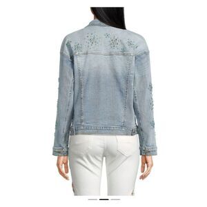 Driftwood Westwood Embellished Denim Jacket in light wash size M NWT
